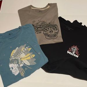 Bundle of Mens Small shirts. Hurley, Valcom, and IM